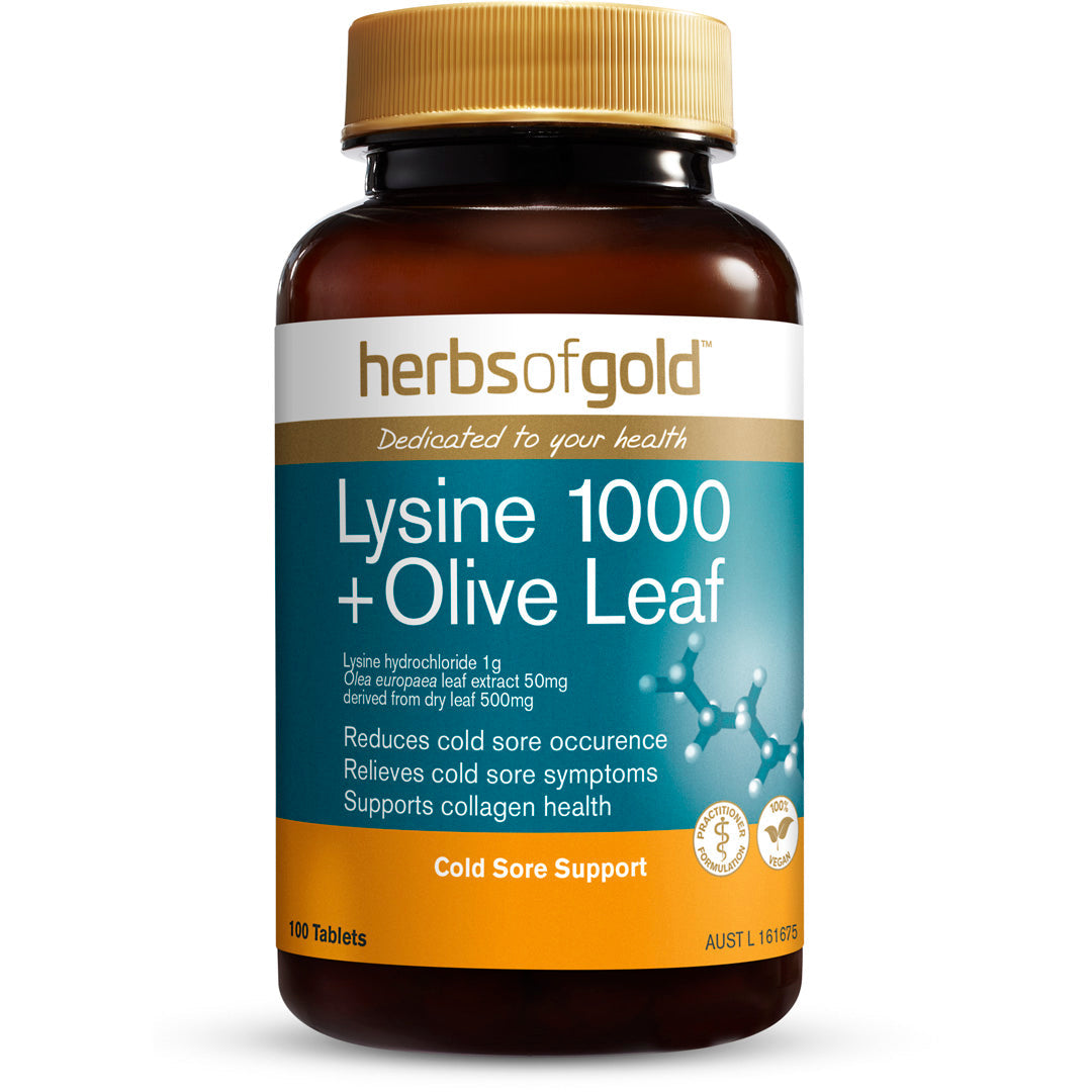 Herbs of Gold Lysine 1000 + Olive Leaf