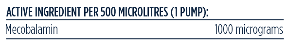 Ingredients panel — Designs for Health Liposomal Methyl B12 50mL