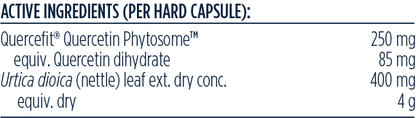 Ingredients panel — Designs for Health Quercetin + Nettles 60 Capsules